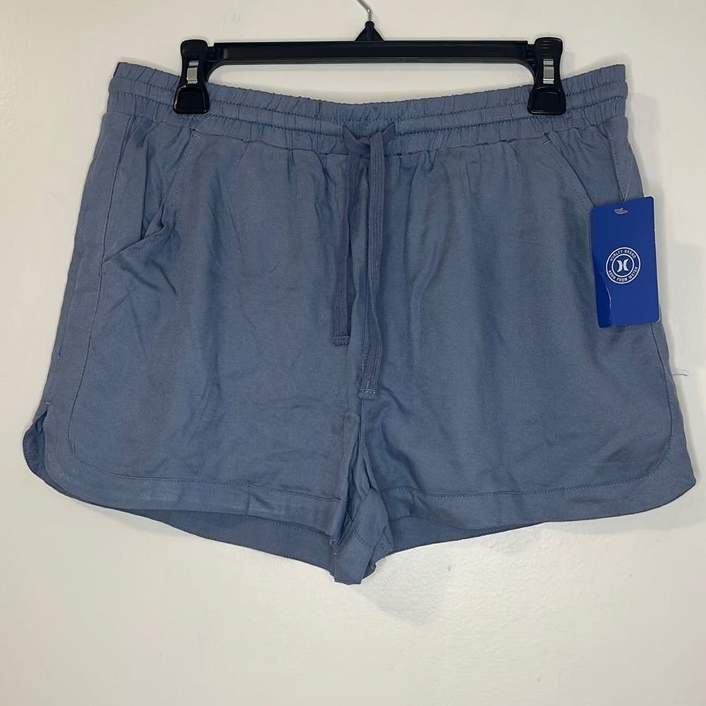 NWT Hurley Chambray Dolphin Blue Shorts Elastic Pull on Medium Surf Beach